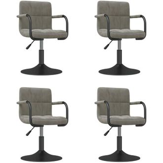vidaXL Vidaxl - Sillas De Comedor Giratorias 4 Unidades Terciopelo Gris Claro