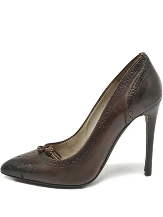 Tom Ford 120mm brogue-detail leather pumps - Brown