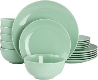 Elama Luna 18 Piece Porcelain Dinnerware Set in Green at Nordstrom