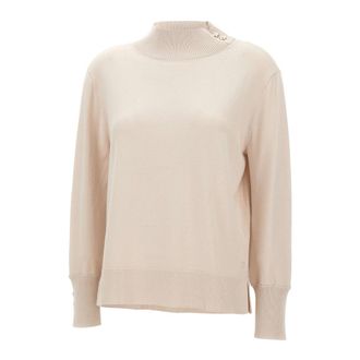 Elena Miro Buttoned Jumper - Dames - Coltruien - Beige - M - Leer - Truien & Vesten
