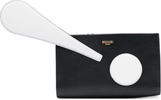 Moschino exclamation point clutch bag - women - Calf Leather - One Size - Black