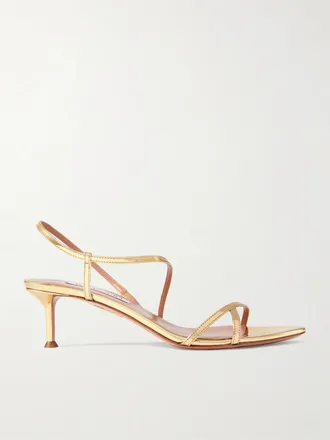 Aquazzura Sandali In Pelle Metallizzata Tease 50 - Oro