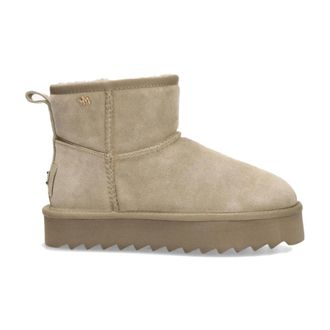 Mexx Beige Enkellaarsjes voor vrouwen - Dames - Winterlaarzen - Beige - 39 EU - Leer - Schoenen