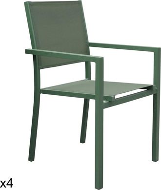 Happy Garden Lote de 4 sillas de aluminio y textilene verde salvia