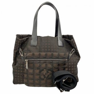 Chanel Black Brown Nylon Tote Bag (Pre-Owned)