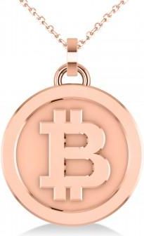 Allurez Medium Cryptocurrency Bitcoin Pendant Necklace 18k Rose Gold