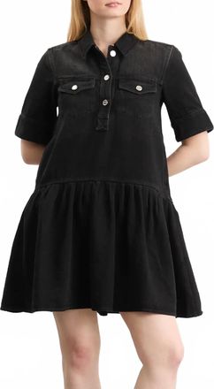 Ganni Future Soft Rigid Denim Mini Dress In Washedblack
