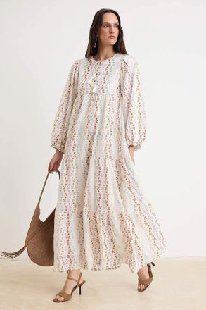 Trendyol Modest Dames Meerkleurig Effen Maxi Lang A-lijn Modest Jurken