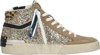 Crime London Beige Sk8 Recut Glitter Sneakers