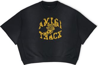 Amiri Black Logo Appliqu&eacute; Cotton Short Sleeves Sweatshirt