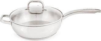 Berghoff Stainless Steel Deep Skillet with Glass Lid in Silver at Nordstrom Rack