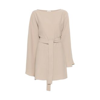 P.A.R.O.S.H. Short Dresses, female, Beige, Size: M Belted Waist Short Dress