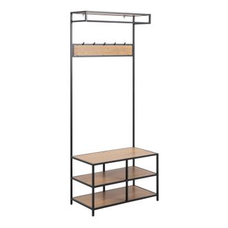 Furniture To Go Seaford Clothes Rack with 3 Shelves in Black and Oak