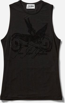 Jean Paul Gaultier Women s Tattoo Viscose Jersey Tank Top Black
