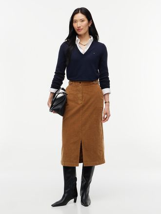 Tommy Hilfiger Womens Stretch Corduroy Pencil Skirt - Desert Khaki - 10