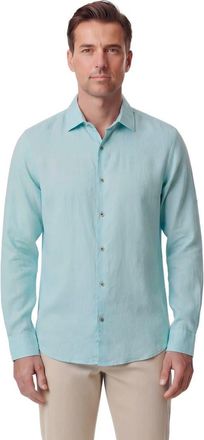 Lords of Harlech Uomo Solid Long Sleeve Fine Linen Shirt in Laurent Peppermint at Nordstrom, Size Medium