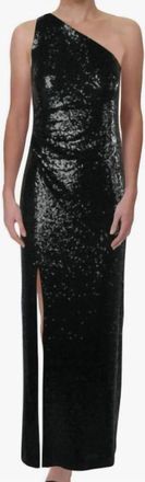 Ralph Lauren Sequined One Shoulder Gown In Forest Green