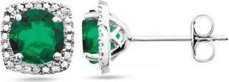 Allurez Lab Grown Emerald & Natural Diamond Stud Earrings Sterling Silver (0.80ct)