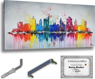 OEM Monica Mirafiori 100% Pintado A Mano Cuadro Lipsk 140x70cm Cuadro Pintado A Mano Pintura Acr&iacute;lica Cuadro Acr&iacute;lico De Gran Tama&ntilde;o Arte Moderno Cuadros 