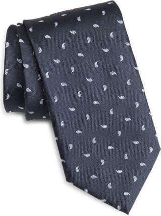 BOSS Paisley Silk Tie in Dark Blue at Nordstrom