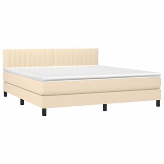 vidaXL Cama Box Spring Con Colch&oacute;n Tela Color Crema 160x200 Cm Vidaxl