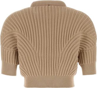 Sportmax Womens Beige Cotton Blend Fatti Sweater Unito Exterior: Nylon Maglieria