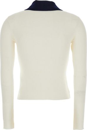 Self Portrait Womens White Cropped Cardigan With Collar Wool Tops Top