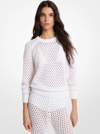 Michael Kors Open-Knit Stretch Cotton Sweater