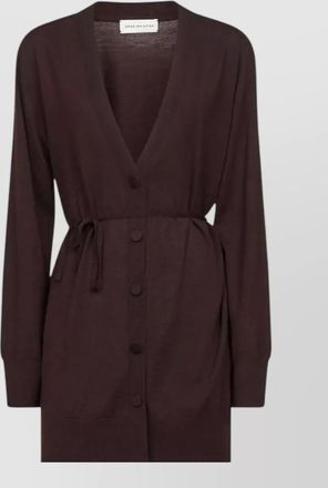 Dries Van Noten wool belted long cardigan