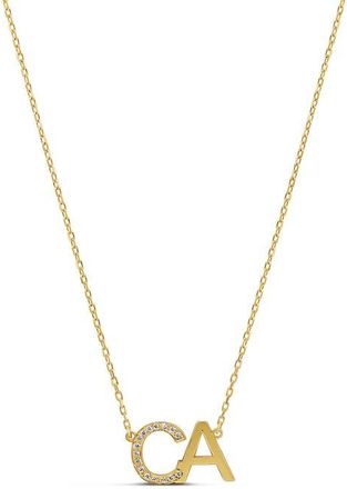 SHYMI Pav&eacute; 2-Initial Pendant Necklace in Gold at Nordstrom