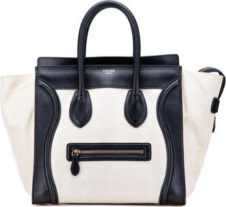 Celine Pre-owned Tote Bags, female, Brown, Size: ONE SIZE Pre-owned Canvas Leather Trim Handbag