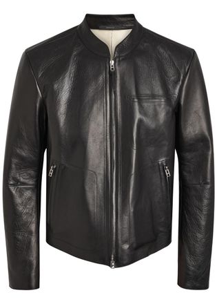 Tom Ford Stand-collar Leather Biker Jacket - Black And White - 50 (IT50 / L)