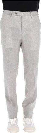 Pantaloni Torino Slim Fit Linnen Broek - Heren - Slim Fit Broeken - Grijs - L - Linnen - Broeken