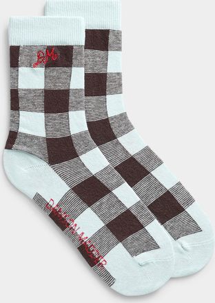 Damson Madder Womens Brown-check blue socks