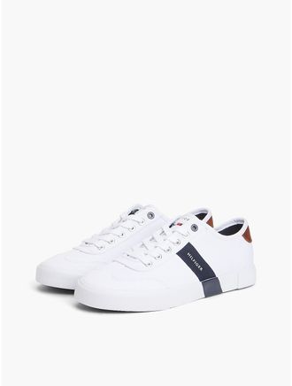 Tommy Hilfiger Mens Canvas Low-Top Sneaker - White/Navy - US 9.5 / EU 42.5