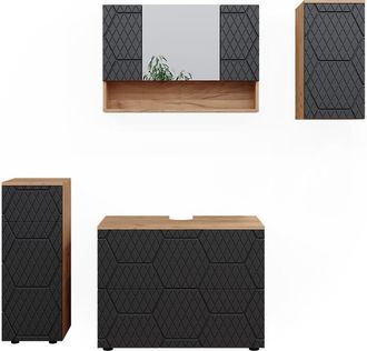 Vicco Conjunto De Muebles De Ba&ntilde;o Irma, Rayas Antracita, 4 Partes