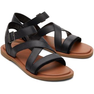 Toms Toms Sloane 100% Cow WoMens Black Sandals Leather - Size UK 7