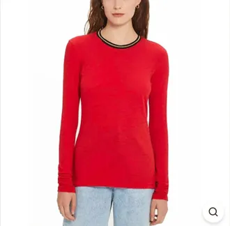 Goldie London Long Sleeve Ringer Tee In Red