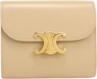 Celine Pre-owned Tri-fold Portemonnee - Dames - Vintage Accessoires - Beige - ONE Size - Leer - Vintage