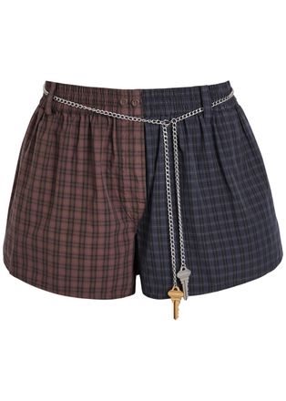 Alexander Wang Checked Cotton Shorts - Navy - 2 (UK6 / XS)