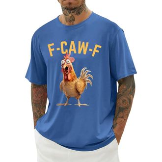 Generic White Tshirt Mens, F-CAW-F Mens T Shirt Funny Chicken Scream Shirts Novelty Rooster Graphic Design Tees Short Sleeve Crew Neck Tops Blouse Lightweight