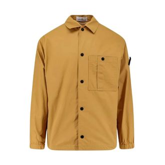 Stone Island Light Jackets, male, Yellow, Size: L Logo Shirt