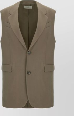 Ami oversize long vest flap pockets