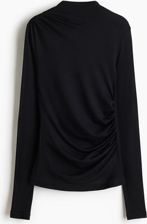H&M Drapiertes Shirt aus Seidenmix - Schwarz