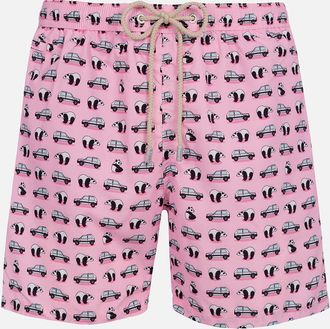 MC2 Saint Barth Man Lightweight Fabric Swim-shorts Lighting Micro Fantasy With Panda And Panda Print Panda Special Edition