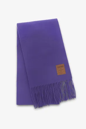 Ganni Purple Wool Knit Scarf