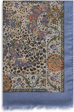 Etro Winter Scarves, female, Multicolor, ONE SIZE, Cashmere-blend Scarf with Paisley and Animal Motif