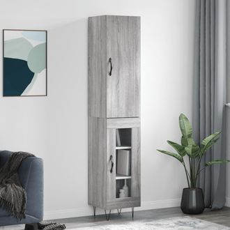 vidaXL Vidaxl - Aparador Alto Madera Contrachapada Gris Sonoma 34,5x34x180 Cm