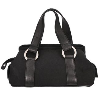 Bulgari Logomania Handbag Canvas Black Canvas Handbag (Pre-Owned)