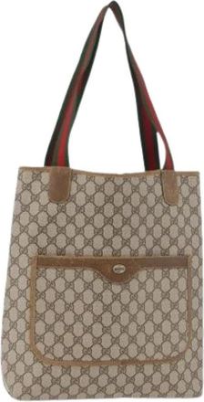 Gucci Pre-owned Vintage GG Canvas Tote - Dames - Vintage Shopper - Beige - ONE Size - Leer - Vintage